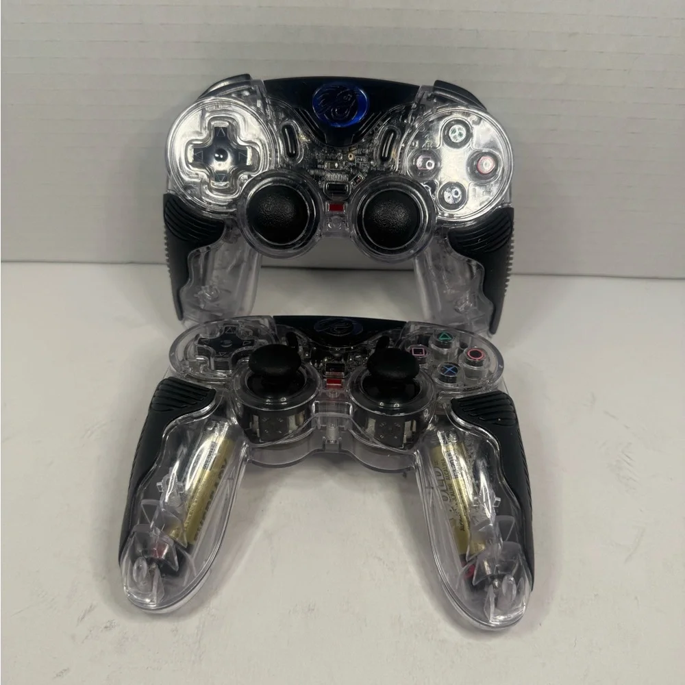 Two Wireless Sony PS2 PlayStation Controller Pelican Chameleon